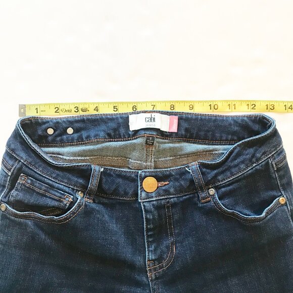 CABI Skinny Dark Wash Low Rise Stretch Blue Denim Jeans Womens 2 - Picture 8 of 10